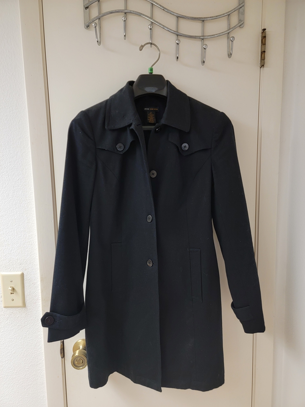 Grace Dane Lewis Black Women's Cotton Textured Trenchcoat!